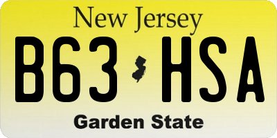 NJ license plate B63HSA