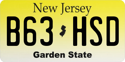 NJ license plate B63HSD