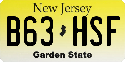 NJ license plate B63HSF