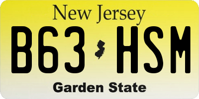 NJ license plate B63HSM
