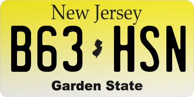 NJ license plate B63HSN