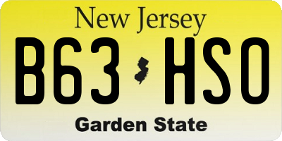 NJ license plate B63HSO