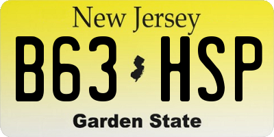 NJ license plate B63HSP