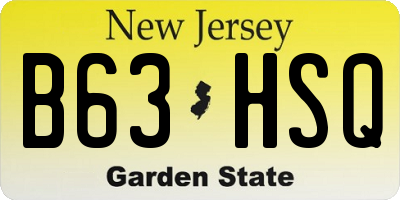 NJ license plate B63HSQ