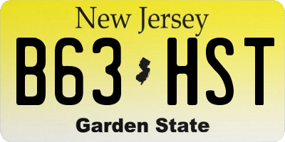 NJ license plate B63HST
