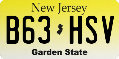 NJ license plate B63HSV