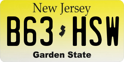 NJ license plate B63HSW
