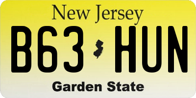 NJ license plate B63HUN