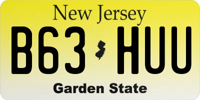 NJ license plate B63HUU