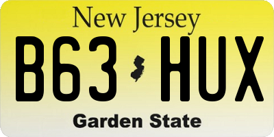 NJ license plate B63HUX