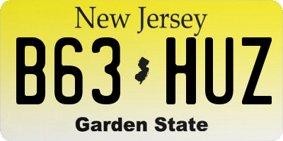 NJ license plate B63HUZ