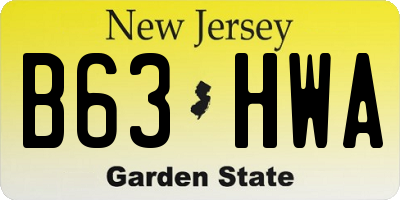 NJ license plate B63HWA