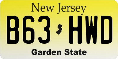 NJ license plate B63HWD