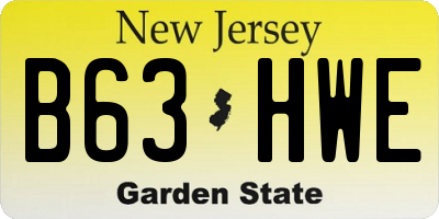 NJ license plate B63HWE