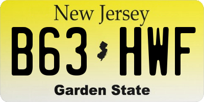 NJ license plate B63HWF