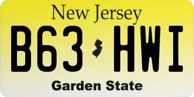 NJ license plate B63HWI