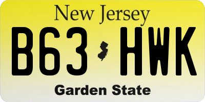 NJ license plate B63HWK