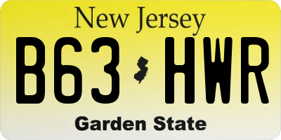 NJ license plate B63HWR