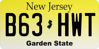 NJ license plate B63HWT