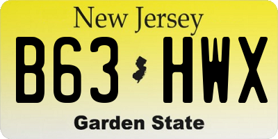 NJ license plate B63HWX