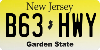NJ license plate B63HWY