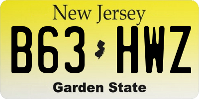NJ license plate B63HWZ