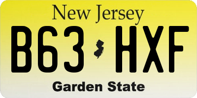 NJ license plate B63HXF