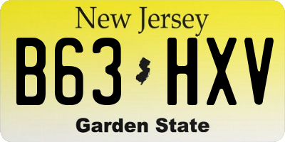 NJ license plate B63HXV