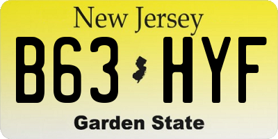 NJ license plate B63HYF