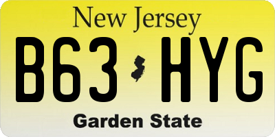 NJ license plate B63HYG
