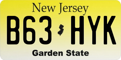 NJ license plate B63HYK