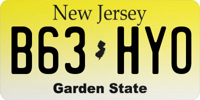 NJ license plate B63HYO