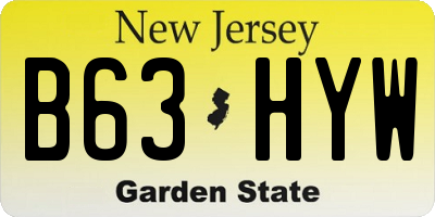 NJ license plate B63HYW