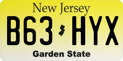NJ license plate B63HYX