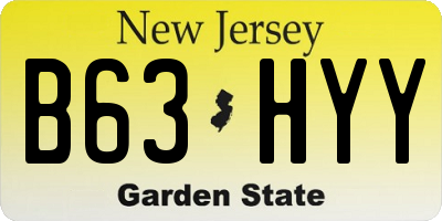 NJ license plate B63HYY