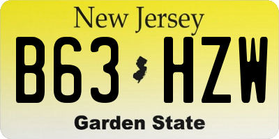 NJ license plate B63HZW