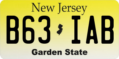 NJ license plate B63IAB
