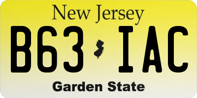 NJ license plate B63IAC