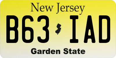 NJ license plate B63IAD
