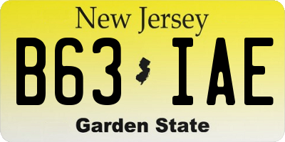 NJ license plate B63IAE