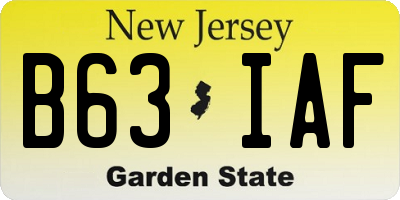 NJ license plate B63IAF