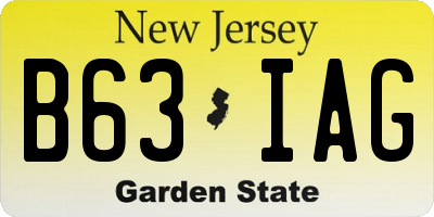 NJ license plate B63IAG