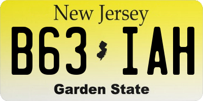 NJ license plate B63IAH