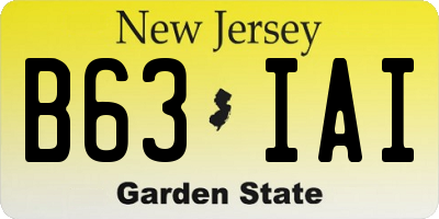 NJ license plate B63IAI