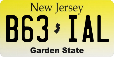 NJ license plate B63IAL