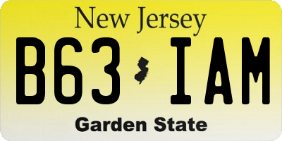 NJ license plate B63IAM
