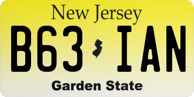 NJ license plate B63IAN