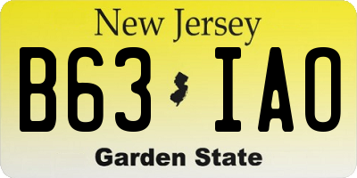 NJ license plate B63IAO