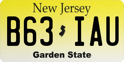 NJ license plate B63IAU