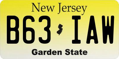 NJ license plate B63IAW